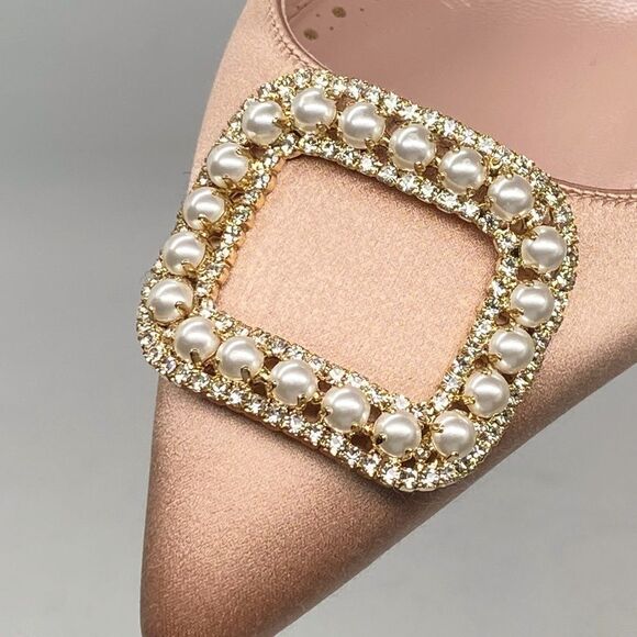 Manolo Blahnik Fabetamu 70 Embellished Satin Mules size 37 - Picture 10 of 16